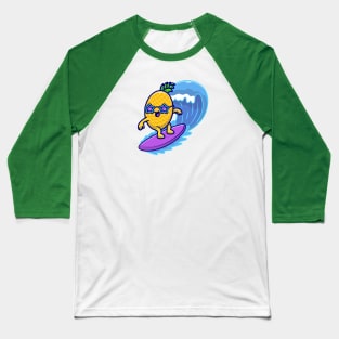 Cute Pineaple Surfing In The Sea Cartoon Baseball T-Shirt